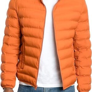 Lucky Brand Men's Fall Orange Puffer Insulated Jacket